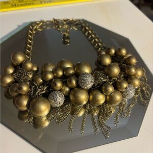 RJ Graziano Statement Necklace Chain Rhinestone & Faux Pearls